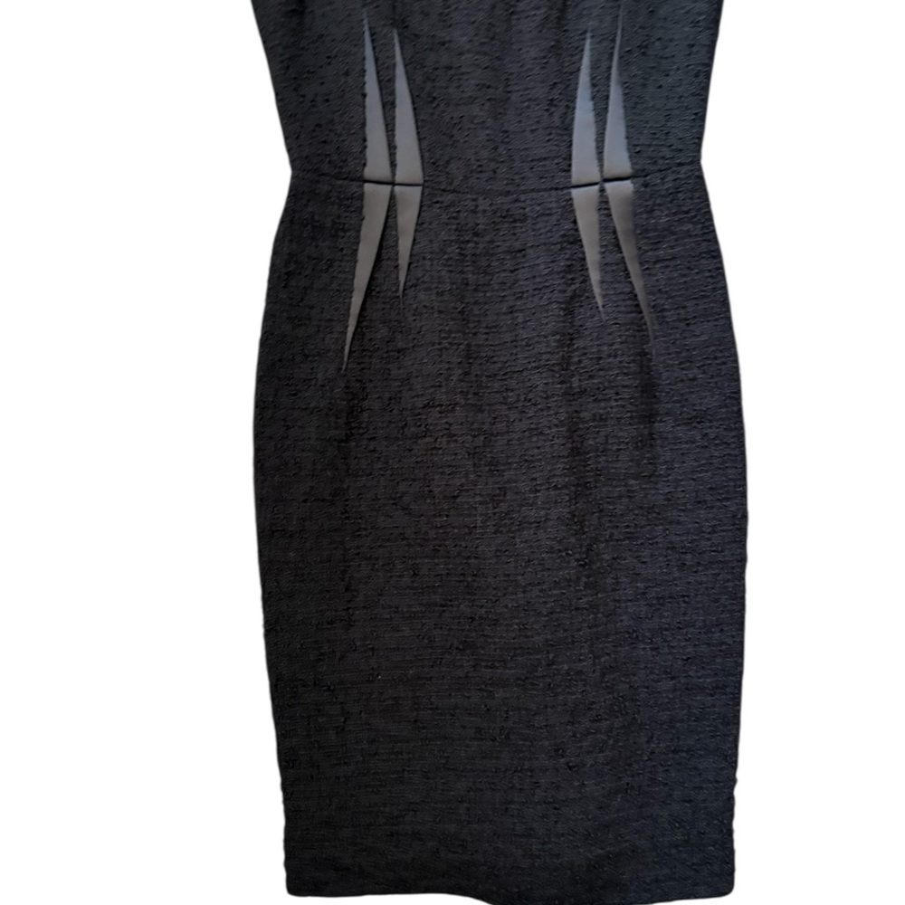 Armani Collezioni Wool Blend Tweed Black Sleeveless Sheath Midi Dress Size 2 - Picture 3 of 15